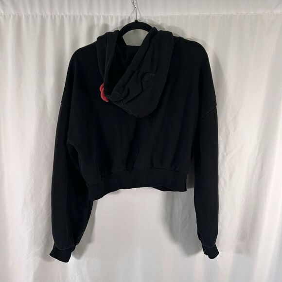 Hello Kitty X Forever 21 Hoodie Women's Large Black Cat Ears Bow Pullover - Picture 8 of 11